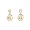 Pendientes Transfronterizos Europeos y Americanos Aguja de Plata S925 Color Oro Real Conservación del Color Pendientes de Botón Simples a la Moda Pendientes de Textura Irregular Geométrica