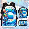 Mochila Escolar de Temporada Europea y Americana Anime Dibujos Animados Stitch Stitch Mochila Escolar de Tres Piezas Mochila para Niños de Escuela Primaria