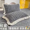 Fundas de almohada de terciopelo de leche, engrosadas para invierno y forradas de forro polar, juego de dos, 48X74cm, funda de almohada para adulto, individual de forro polar coral