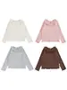 Camiseta de niña Wulibu Yi 2026 otoño nueva manga larga cuello con volantes camiseta básica ropa de moda trendy para niñas