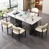 Juego de mesa de té integrado de pizarra minimalista, mesa de té multifuncional de lujo ligero moderno para oficina en casa con sillas, mesa de té para balcón