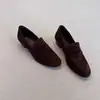 Versão em pele de carneiro emagrecedor mocassins retrô feminino slip-on salto grosso simples sapatos de sola única bico redondo preguiçoso sapatos pequenos de couro sapatos de dirigir