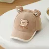 Gorra para niños para primavera y otoño, Gorra de béisbol de pana con diseño de oso, linda gorra de pico de pato para niños y niñas