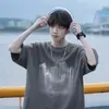 Camiseta de Manga Corta para Hombre Estilo High Street Europeo y Americano Camiseta Básica de Verano Hip-Hop Ropa Hermosa de Algodón Puro Camiseta de Manga Corta Estilo Callejero Americano