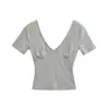 Camiseta Sexy de Manga Corta sin Espalda, Nuevo Estilo de Verano, Moderna y Versátil, Top Corto Ajustado, Favorecedor Diseño de Espalda, Camiseta Básica