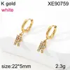 Pendiente de Letra Completa de Diamante PVD Dorado Acero de Titanio Pendientes Nicho Europeo y Americano Lujo Ligero Circonita Incrustada Ear Cuff Mujer Transfronterizo