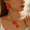 Collar, Pendientes y Tobillera de Cadena Hueso de Serpiente Flor Graduada Pintada en Spray Estilo Metal Exagerado Personalizado de Venta Caliente Transfronteriza Europea y Americana con Hebilla Ot