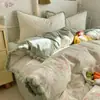 Juego de cuatro piezas de algodón puro Clase A, ropa de cama de gasa de doble capa, funda de edredón 100% algodón, sábana bajera, funda de edredón, juego de tres piezas para dormitorio universitario 4
