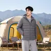 Chaqueta de plumón de ganso con capucha de lujo ligero para hombre, abrigo cálido de invierno grueso para exteriores, plegable, chaqueta de plumón unisex