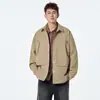 Jaqueta Masculina Casual Retrô Americana com Design Simples de Costura Simples Camisa Casual Solta de Botão Único Cor Sólida Jaqueta de Trabalho
