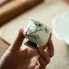 Taça Yue Rui Bambu Verde Pintado à Mão Copo Único para Chá Rock Degustação de Chá Renda Fragrância Copo de Água de Alto Valor Lembrança Feminina