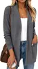 Cardigan feminino casual de manga longa com bolsos, modelagem solta, peça de tricô de comprimento médio, para venda transfronteiriça na Amazon