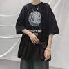 Camiseta de Manga Curta Masculina Verão Tendência Solta Versátil Meia Manga Marca Tendência Estilo Hong Kong Roupas Super Populares Moda Meia Manga