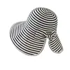Sombrero de Pescador Plegable a Rayas para Mujer, Moda de Verano Nuevo Estilo, Sombrero de Sol para Cabeza Grande, Sombrero Cubo de Moda con Ala Ancha para Protección Solar