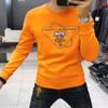 Sudadera para Hombre Europea de Manga Larga Cuello Redondo Otoño Invierno Nueva Bordada en Relieve con Pedrería Casual