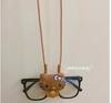 Liberación de ambas manos ~ nueva cadena para gafas colgante de cuello de cuero negro portátil para guardar gafas de gatito, cadena para gafas de sol anti-pérdida, regalo