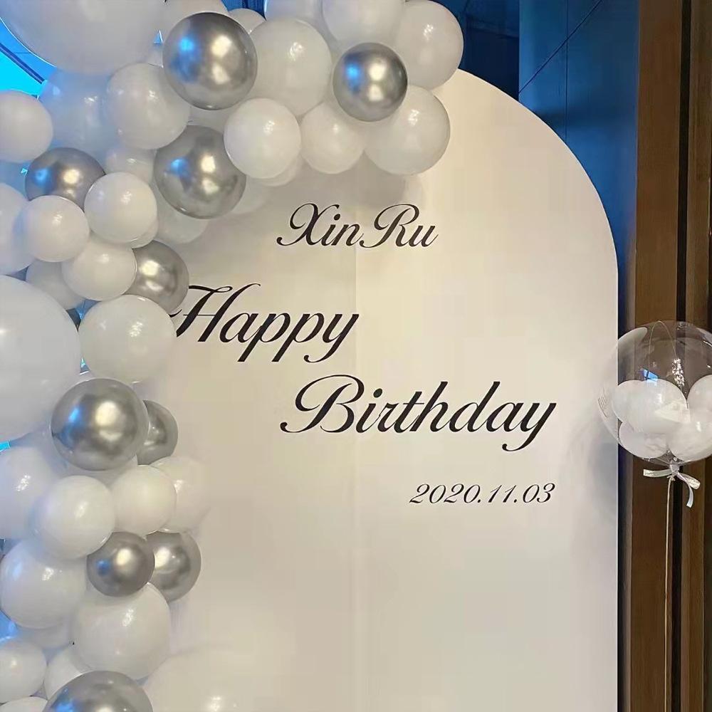 银色4d球白色气球链细节3