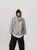 Jaqueta Casual com Forro de Lã Design Nicho Solta Outono e Inverno 2024 Moda Masculina Marca Estilo Americano Moletom com Capuz Gola Alta Botão