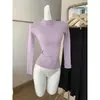 Camiseta Básica de Encaje Dulce de Cuello Alto Parcial para Mujer, Suéter de Punto Versátil Estilo Francés para Otoño e Invierno, Ideal para Figuras Petite