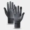 Luvas masculinas e femininas zíper flip dois dedos inverno feminino esportes tela sensível ao toque estação forro de fleece quente algodão impermeável luvas de fitness para adultos