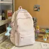 Mochila Simples de Cor Sólida, Bolsa Escolar Grande para Estudante, Mochila Leve de Vários Compartimentos Estilo Coreano para Reforço, Bolsa para Notebook de Estudante Universitário