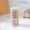 Tarro de plástico transparente sellado para cocina, caja para almacenar granos, redondo, para alimentos, leche en polvo, con tapa