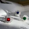 Anillo Versa Nuevo Europeo y Americano para Mujer Color Tesoro Rojo Tesoro Vivo Esmeralda Retro Abierto Elegante Azul Joyería