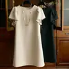 Elegante Vestido 2026 Verano Nuevo Estilo Manga Abullonada Francés de Gama Alta Retro Adelgazante Chic Vestido Estilo Diosa