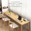 Mesa de computador longa retangular de peça única em madeira maciça estilo nórdico para duas pessoas para uso fixado na parede na sala de estar, escritório ou quarto