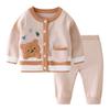 Traje de Cardigan de Punto de Algodón con Cuello Redondo de Osito para Bebés Otoño e Invierno Traje de Punto con Dibujos Animados para Bebés de Primavera