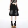 Shorts de Mezclilla Rasgados de Verano para Mujer 2026, Corte Holgado, Adelgazantes, Modernos, Versátiles, Pierna Ancha, Pantalones Rectos de Largo Medio, Tendencia