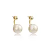 Agulha de prata cor creme Xinjiang algodão grande brincos de pérola brincos femininos frente e traseira design retro brincos simples