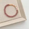 Pulsera de Perlas de Agua Dulce Cristal Rosa Círculos Dobles con Cuentas Pulsera Versátil de Moda Cristal de Fresa Luna Naranja