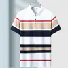 Camiseta Nueva de Verano 2024 Polo Ligero de Negocios Camisa Polo Rayada para Hombre de Alta Calidad Moda Casual Solapa