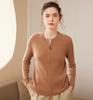 Suéter de Cachemira de Otoño e Invierno Chaqueta de Punto Suéter de Manga Larga Ropa Exterior Corta para Mujer Cuello Redondo Canalé Slim Cárdigan con Cremallera