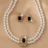 Comercio Exterior Transfronterizo Europeo y Americano Collar de Perlas y Diamantes de Doble Capa para Mujer Gargantilla con Collar de Diamantes Cadena para Clavícula