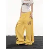 Calça casual de estilo de rua americano com estampa de leopardo e estampa de letras para mulheres, outono e primavera, solta, de perna larga, curva, para dança, esportes, moletom