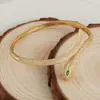Distrito Lu Joyería de Moda Transfronteriza Ojo Verde Geometría Serpiente Pequeña Pulsera Abierta Pulsera de Circonita Micro Venta al por Mayor de Fábrica