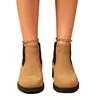 Botas Femininas Transfronteiriças Outono Inverno Botas Chelsea Cano Curto Foscas Femininas Bico Redondo Elástico Salto Bloco Nude Botas Europeias e Americanas Tamanho Grande Botas Femininas Cano Curto