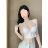 Pure Desire Garota Quente Alça de Borboleta Camisola Feminina Verão Design Preto Roupa de Cima Sensual para Usar por Cima ou por Baixo