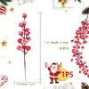 Pinha de Natal Haste Única DIY Decorações de Natal Plantas Verdes Arranjo de Flores para Casa Decoração de Natal Frutas Vermelhas