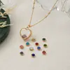 Caja de cristal con forma de corazón para joyería europea y americana transfronteriza, collar DIY con piedra de nacimiento de diciembre, collar de moda ins versátil de lujo ligero