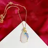Colar Pingente de Jade Anti-Quartizita Pavão Gota d'Água Pingente Gota d'Água Esmalte Cloisonné Jade Branco Decoração Suspensa Jade Hetian Jade