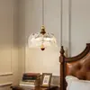 Elegante lustre de cabeceira vintage estilo francês para quarto, luminária pendente de cristal e vidro floral para ambiente de vitrine, luxo leve