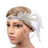 LOWOSAIWOR diadema de plumas de nota diadema con borla de bola diadema de los años 20 diadema tocado gatsby