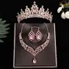 Comercio Exterior Estilo Coreano Maquillaje de Boda Corona Conjunto de Collar Collar de Novia Pendientes Diadema de Cumpleaños de Princesa Conjunto de Tres Piezas