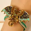 Pulsera Retro Colorida Popular Transfronteriza Europea y Americana de Esmalte con Dragón para Mujer, Accesorio de Muñeca Tejido de Dragón Volador de Personalidad Exagerada para Hombre