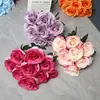 Flores Artificiales para Salón de Bodas, Ramo Falso de Rosas de 9 Cabezas, Adornos para Decoración del Hogar, Flores de Mano, Pared de Flores de Seda Transfronteriza