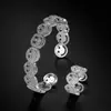 Pulseira Anel Aberta de Moda Face Sorridente Cobre Zircônia Retrô Europeia e Americana Anel Pulseira de Temperamento Moda Feminina Estilo Quente Transfronteiriço
