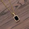 Joias hip-hop europeias e americanas pingente completo de zircônio de cobre cor geométrica temperamento de celebridade da internet socialite pingente de zircônio quadrado colar de fronteira